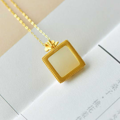 925 Silver Inlaid Nephrite "House and Car" Pendant - jewelry - weilin.com