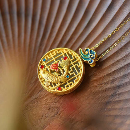 925 Silver Inlaid Nephrite "Niannian Youyu" Pendant - jewelry - weilin.com