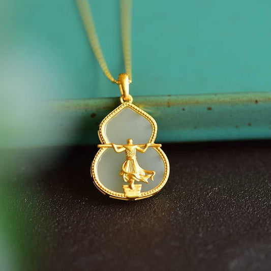 925 Silver Inlaid Nephrite "The Return of the Great Sage" Pendant - jewelry - weilin.com