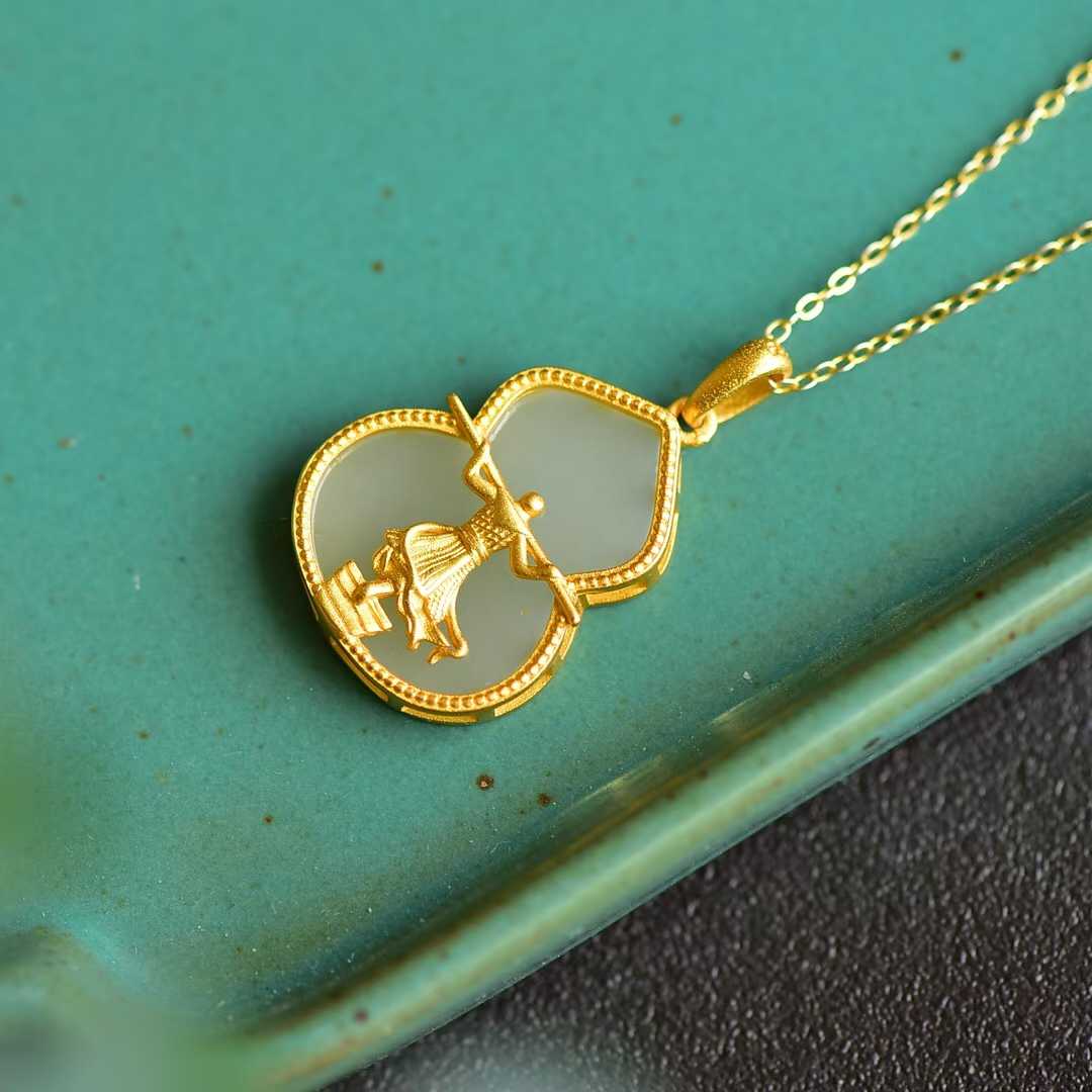 925 Silver Inlaid Nephrite "The Return of the Great Sage" Pendant - jewelry - weilin.com