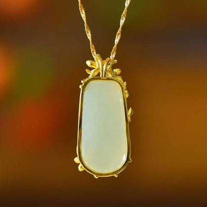 925 Silver Inlaid White Hetian Nephrite "Plum Blossom Against Snow" Peace Pendant - jewelry - weilin.com