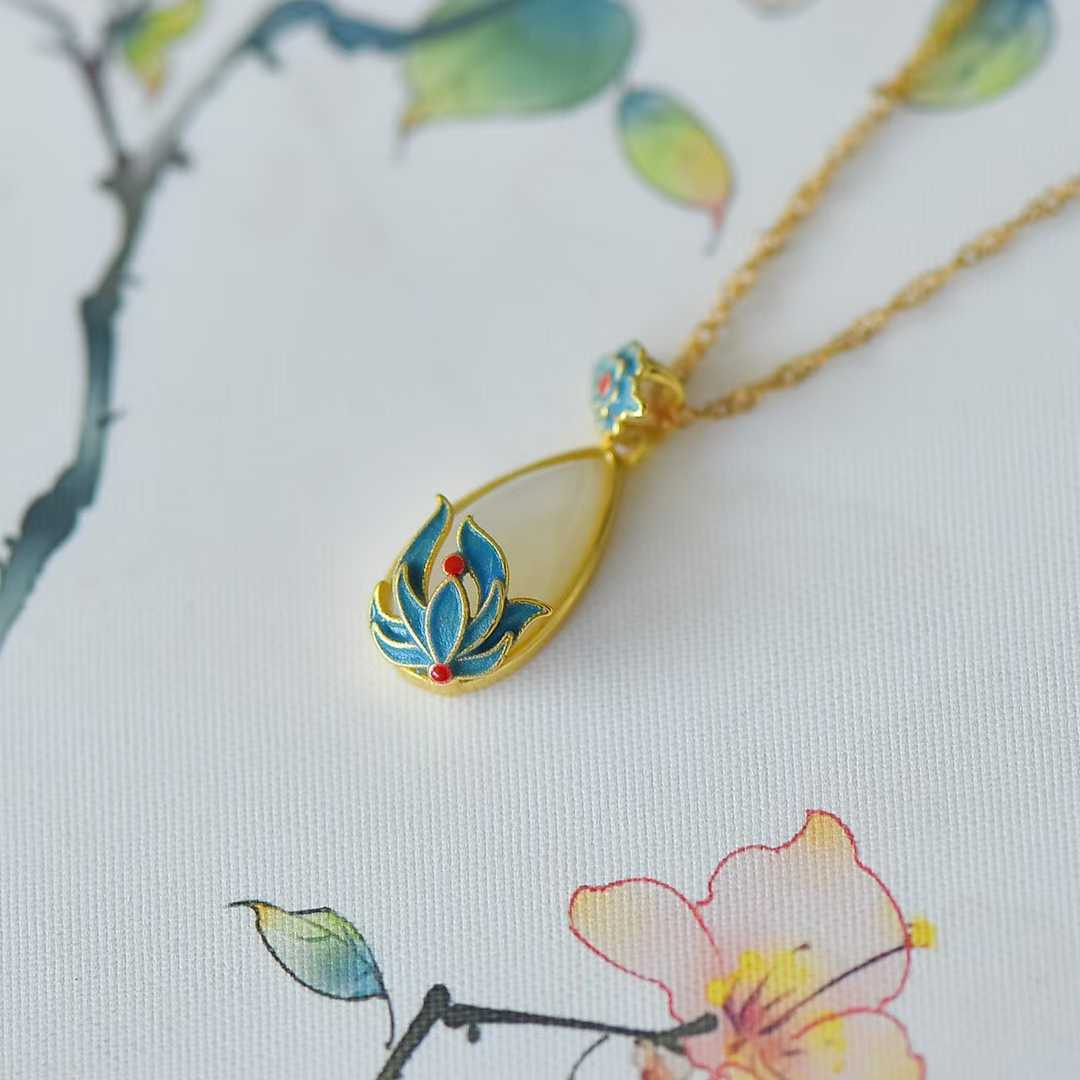 925 Sterling Silver Peace Circle Enamel Hetian Jasper Earrings - Jewelry Weilin