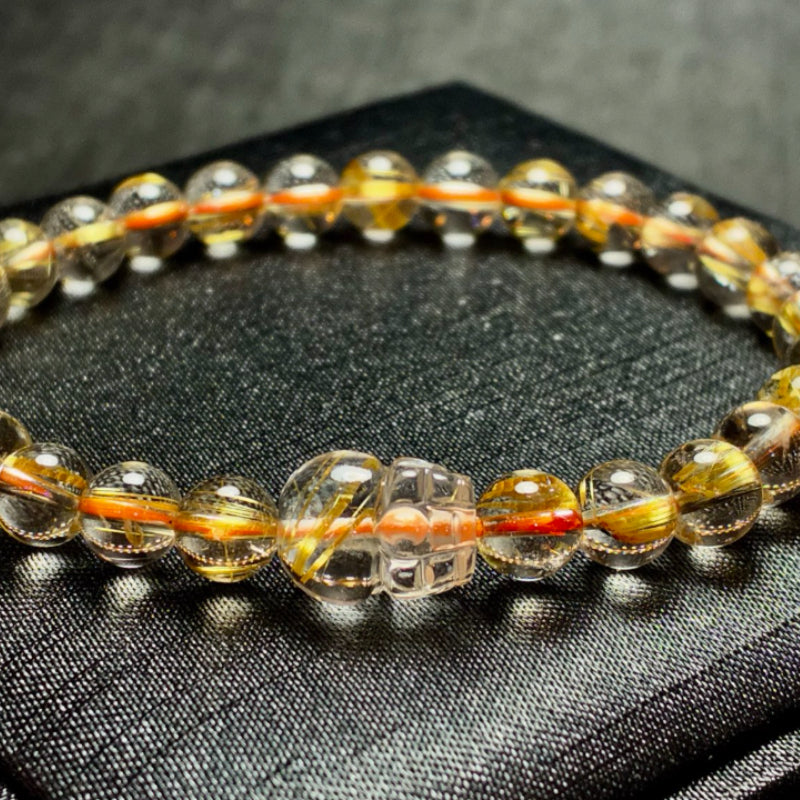 Natural Titanium Rutilated Quartz Pixiu Bracelet