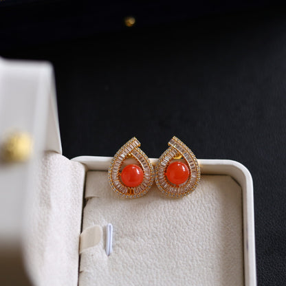 Natural Nanhong Agate Earrings