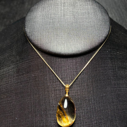 Natural Rutilated Quartz Teardrop Collarbone Pendant