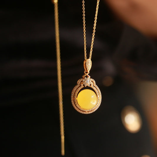 Natural Beeswax Amber Pendant