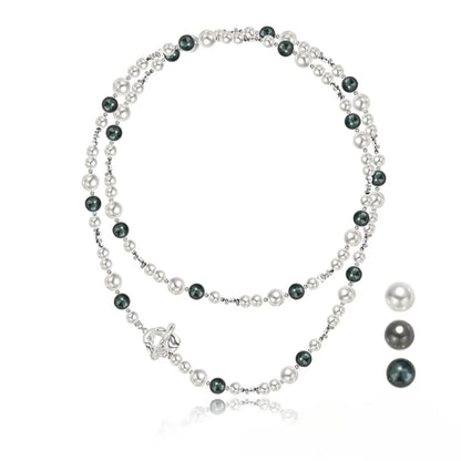 Colored pearl stacking necklace for clothing