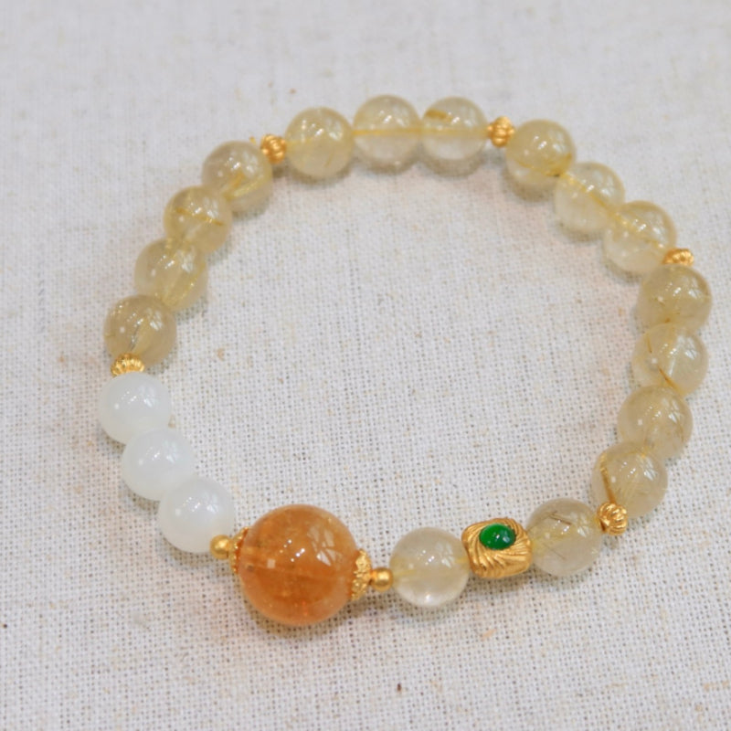 Natural Premium Gold Rutilated Quartz Single-Wrap Bracelet · 8mm