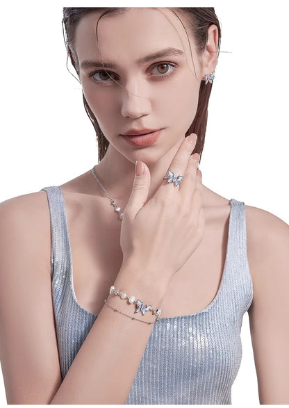 Gradient blue butterfly bracelet