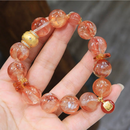 Natural Red Floral Amber Bracelet