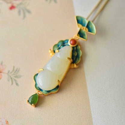 925 Silver-Inlaid Hetian Jade Pendant "May All Wishes Come True"