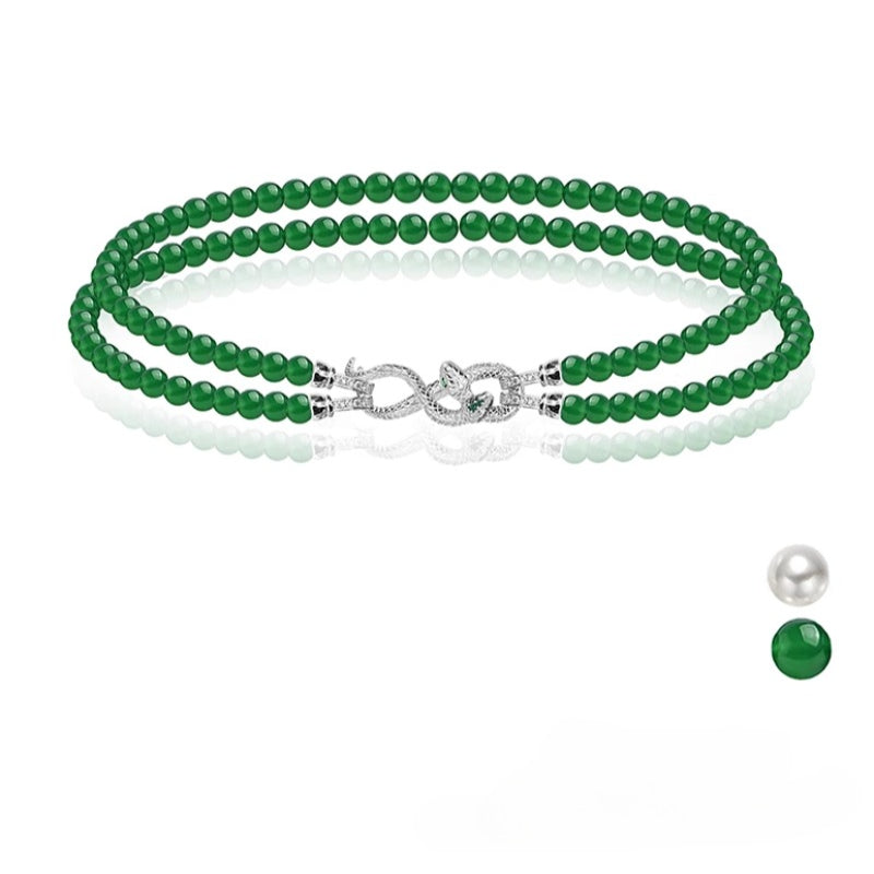 Green double-layer snake necklace