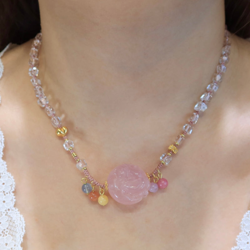 Natural White Crystal Ice Sugar Necklace