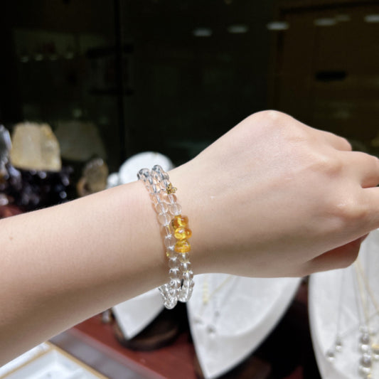 Natural White Crystal Double-Strand Bracelet