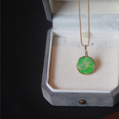 Natural Grade A Jadeite Peace & Joy Round Pendant
