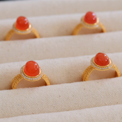 Natural Nanhong Agate Ring