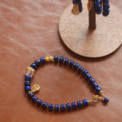 Natural Lapis Lazuli Pill-Cut Bracelet