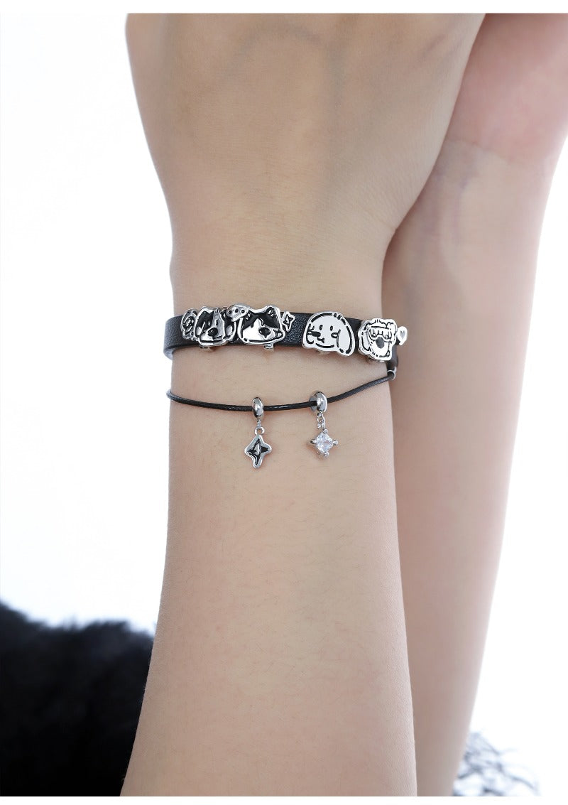 Cute puppy leather bracelet