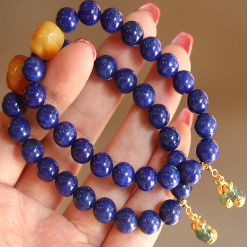 Natural Lapis Lazuli Single-Strand Bracelet