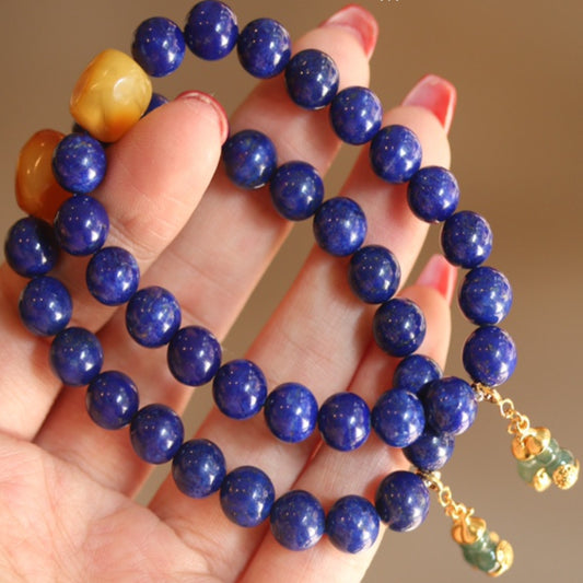 Natural Lapis Lazuli Single-Strand Bracelet