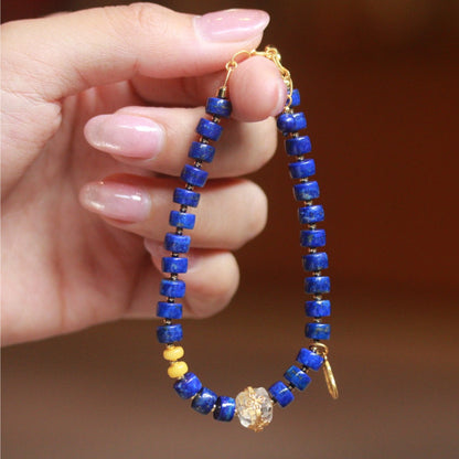 Natural Lapis Lazuli Pill-Cut Bracelet