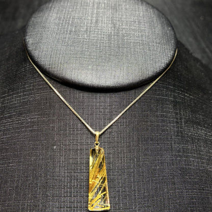 Natural Rutilated Quartz Square Plaque Collarbone Necklace