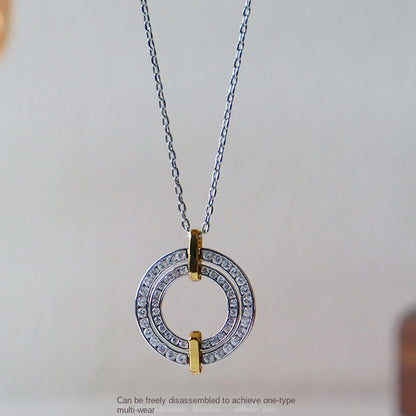 Novelty retro zircon double ring necklace women's accessories - jewelryweilin