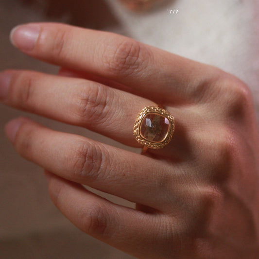 Natural White Crystal Ring