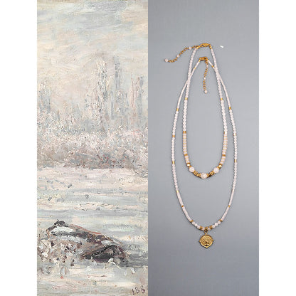 Pure white jade necklace