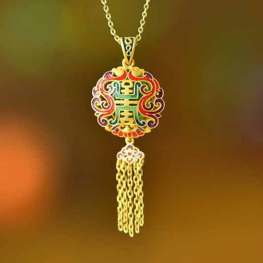 925 Silver-Inlaid Hetian Green Jade Pendant with Single-Sided "Dragon Blessing" Design & Tassel