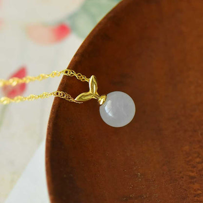 S925 Silver Inlaid Hetian Nephrite Mermaid Pendant