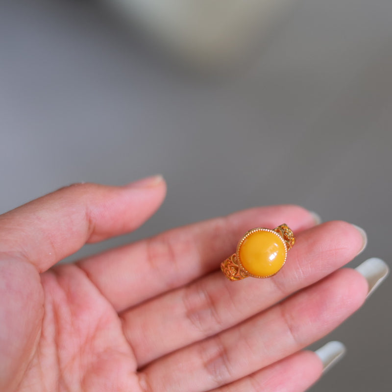 Natural Beeswax Amber Ring