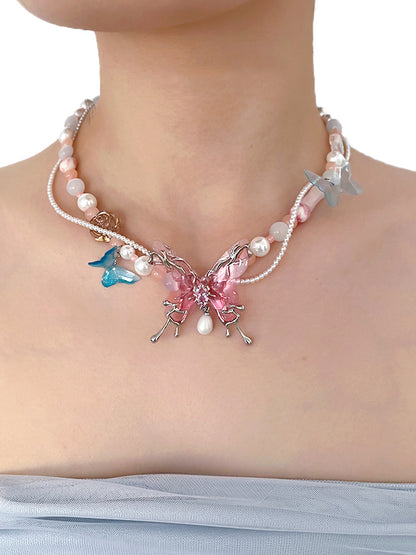 Colorful butterfly necklace