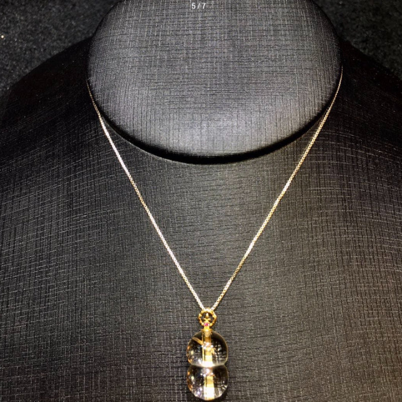 Natural Rutilated Quartz Gourd Collarbone Pendant