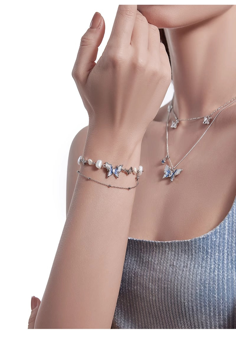 Gradient blue butterfly bracelet