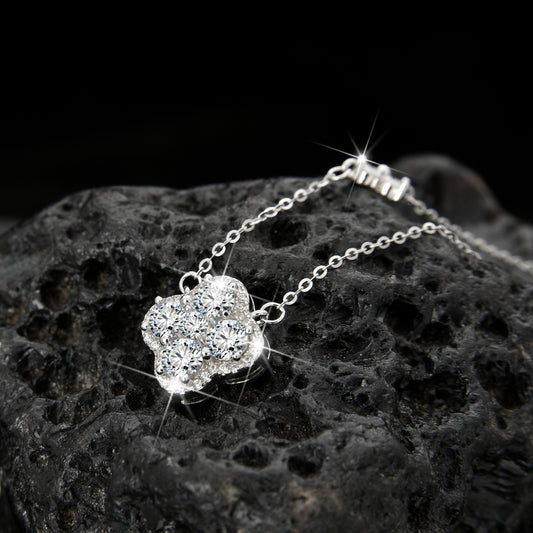 High-end exquisite design four-leaf petal pendant necklace - jewelryweilin