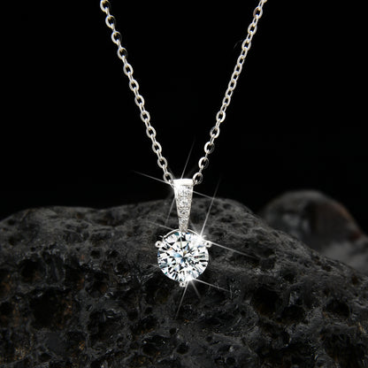 Internet celebrity fashion single zircon pendant necklace - jewelryweilin