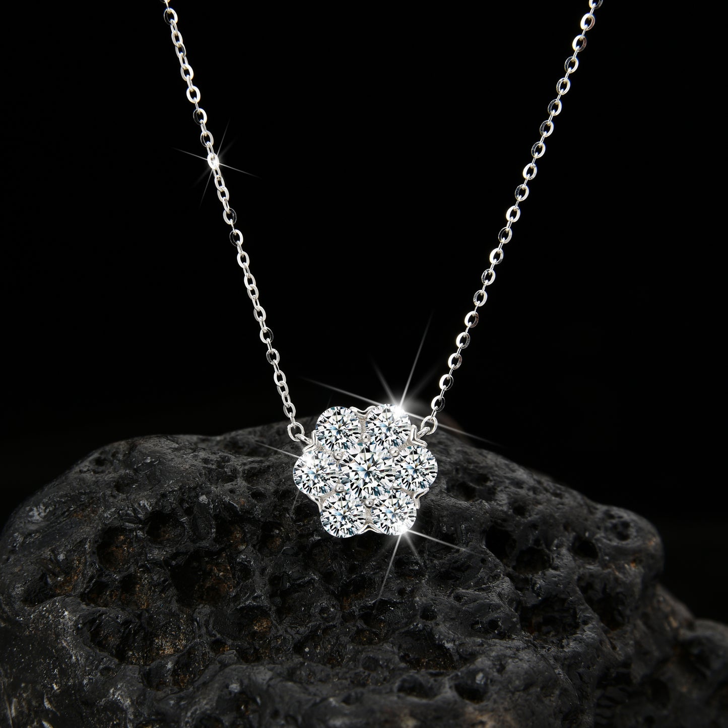 Elegant Design Cubic Zirconia Petal Shape Pendant Necklace - jewelryweilin