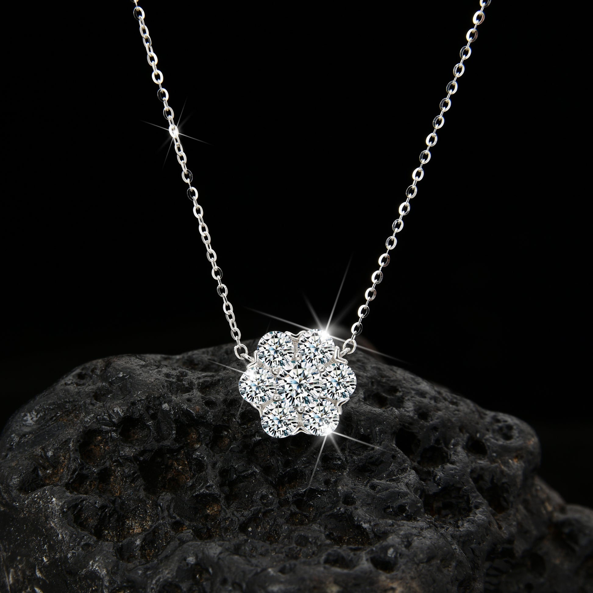 Elegant Design Cubic Zirconia Petal Shape Pendant Necklace - jewelryweilin
