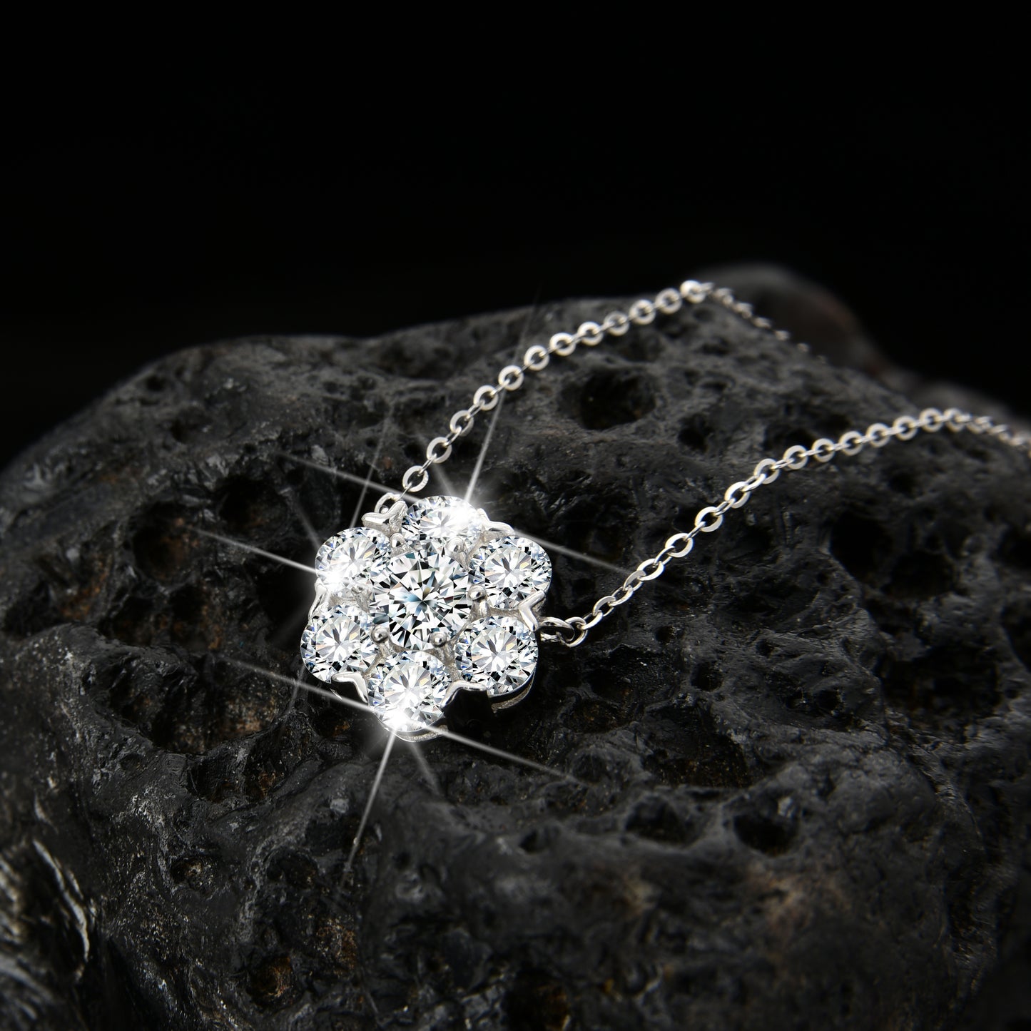 Elegant Design Cubic Zirconia Petal Shape Pendant Necklace - jewelryweilin