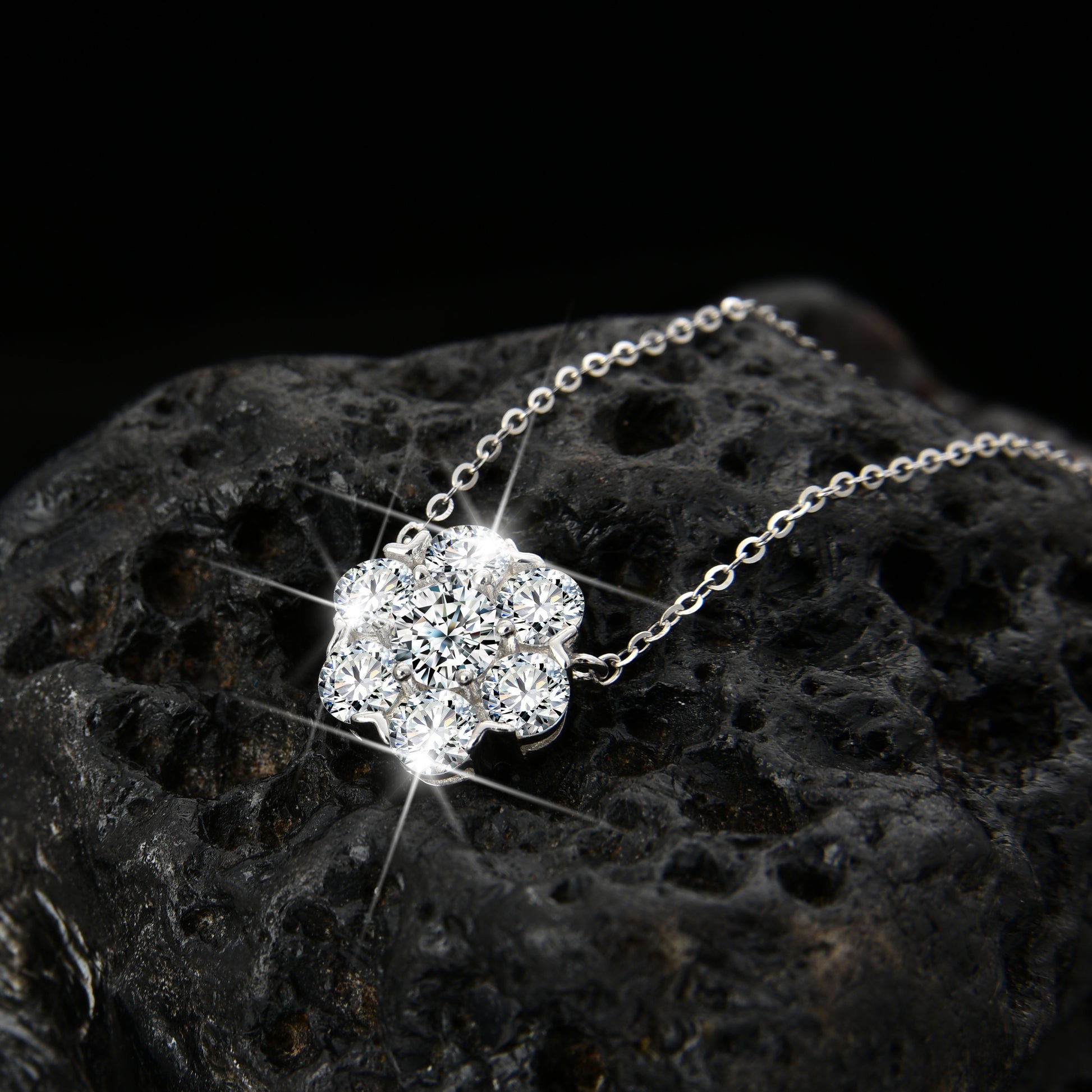 Elegant Design Cubic Zirconia Petal Shape Pendant Necklace - jewelryweilin