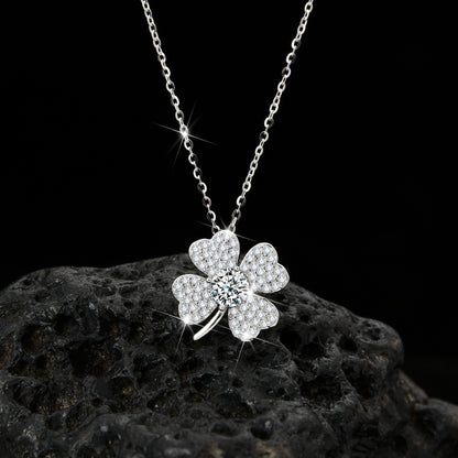 Symbol of luck fashion design clover petal cubic zirconia pendant necklace - jewelryweilin