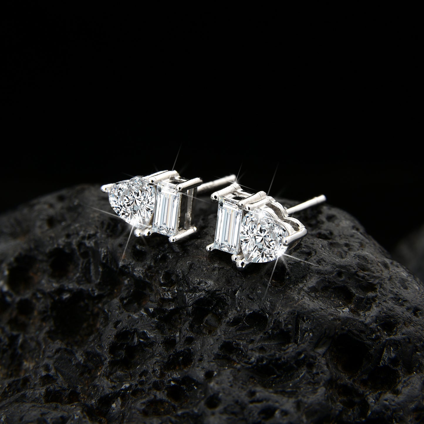 Simple high-end peach heart cubic zirconia earrings - jewelryweilin