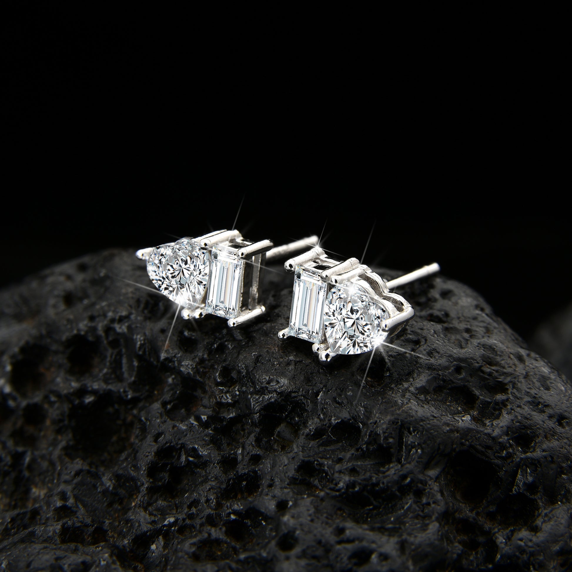 Simple high-end peach heart cubic zirconia earrings - jewelryweilin