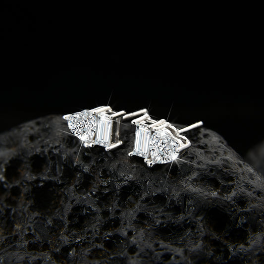 Simple high-end peach heart cubic zirconia earrings - jewelryweilin