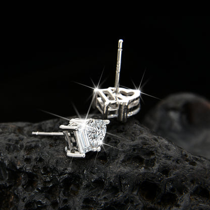 Simple high-end peach heart cubic zirconia earrings - jewelryweilin