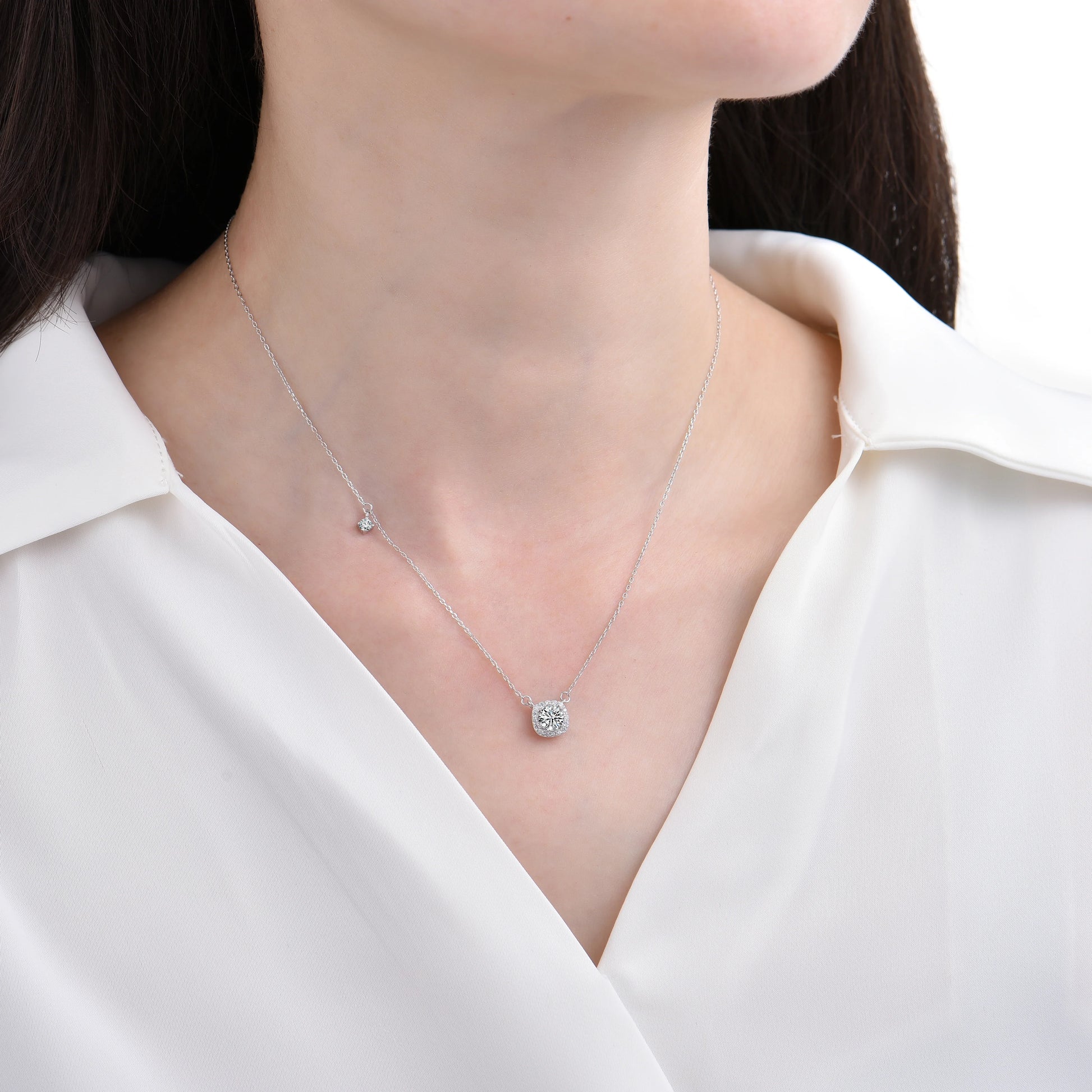 Elegant square zirconia pendant necklace - jewelryweilin