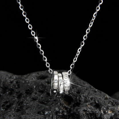 High-end luxury design diamond three-ring necklace - jewelryweilin