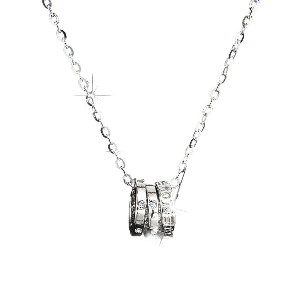 High-end luxury design diamond three-ring necklace - jewelryweilin