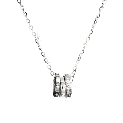 High-end luxury design diamond three-ring necklace - jewelryweilin